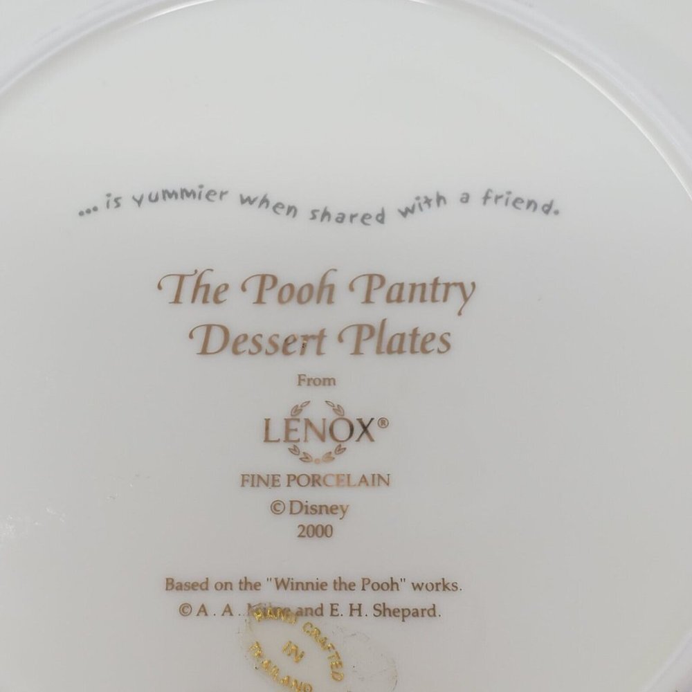 Vintage 2000 LENOX DISNEY THE POOH PANTRY Dessert Plates Fine Porcelain - Picture 5 of 11
